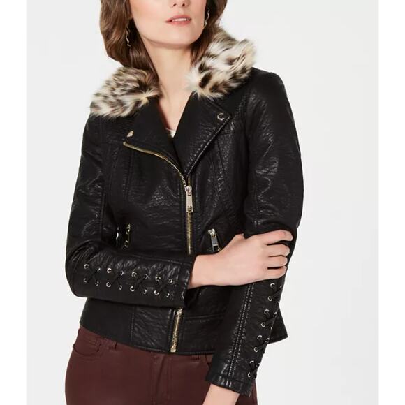 Guess Faux Leather Moto Jacket - S - Picture 1 of 7